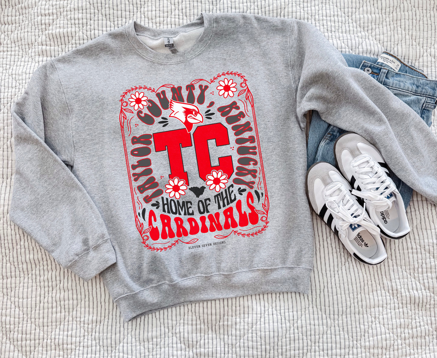 Taylor County Cardinals Floral Design Sweatshirt