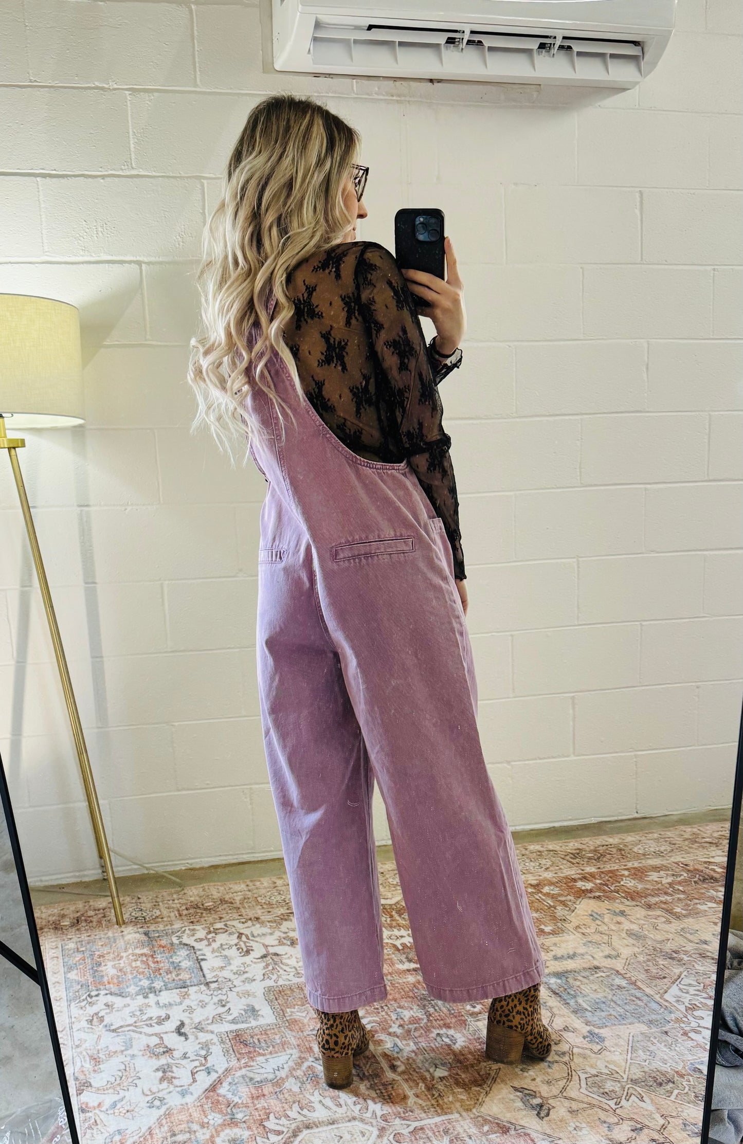 Zenana Acid Wash Tie Overalls