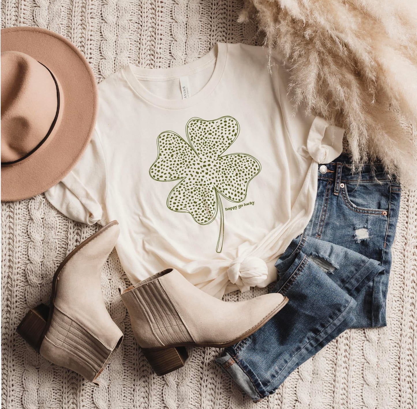 Happy Go Lucky Cheetah Clover Tee