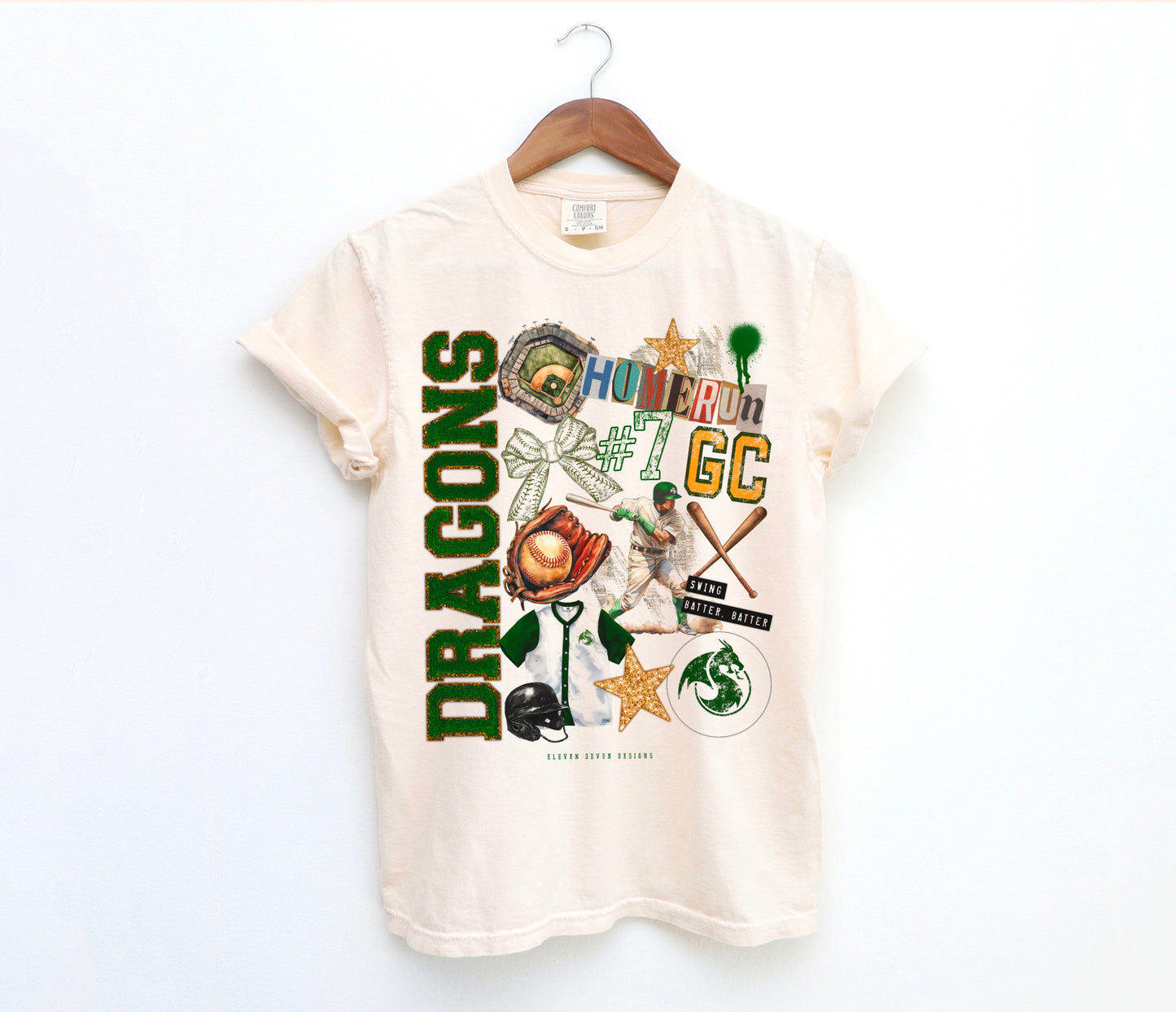 Dragons Baseball Collage Tee - Personalized Jersey #