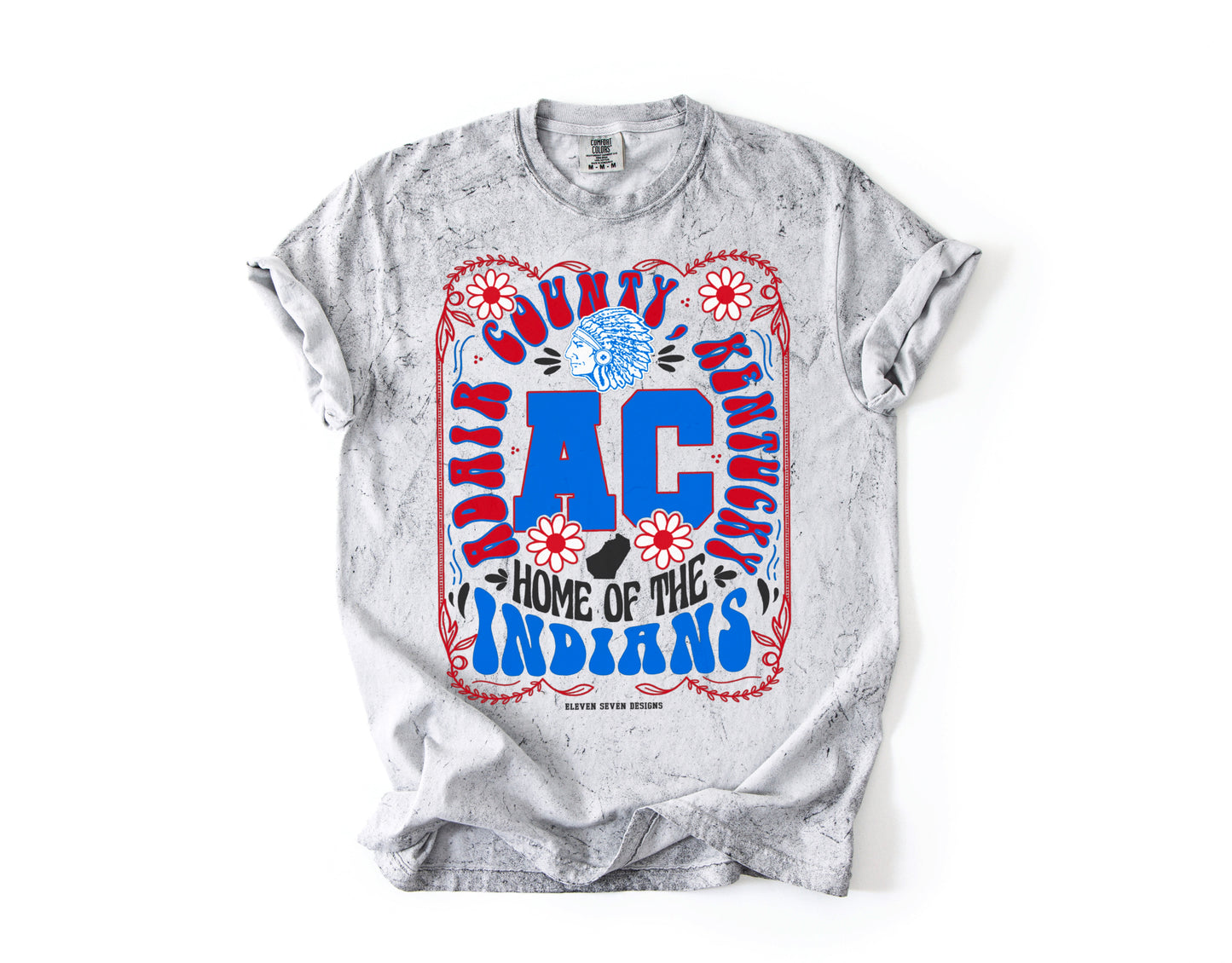 Adair County Home of the Indians Floral Tee