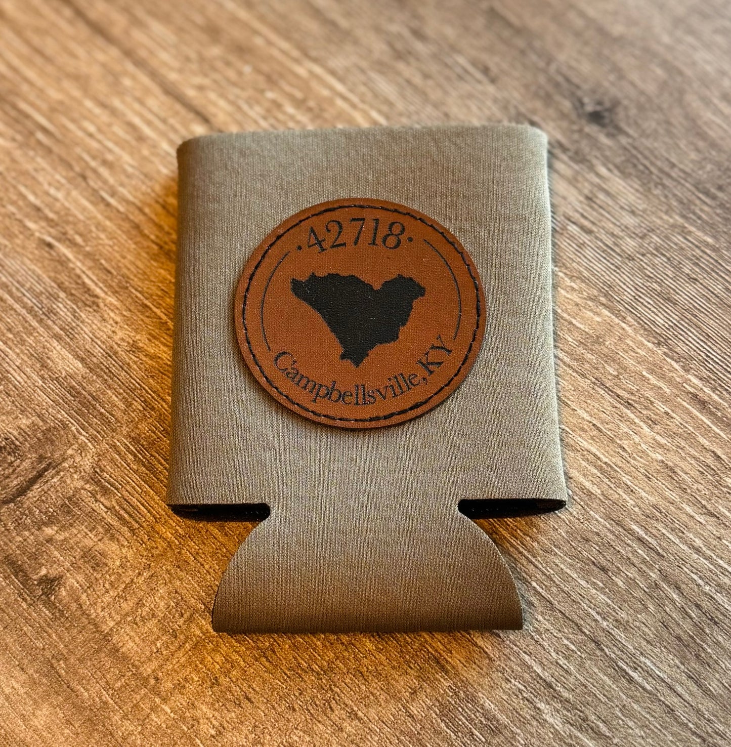 Men's Leather Patch Can Koozie - Multiple Designs