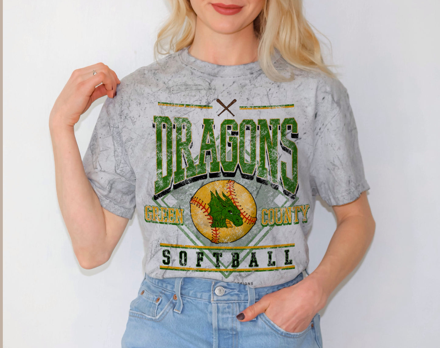 Green County Dragons Softball Colorblast Tee