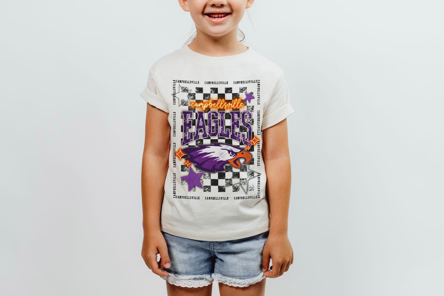 KIDS - Checkered Star Campbellsville Eagles Tee