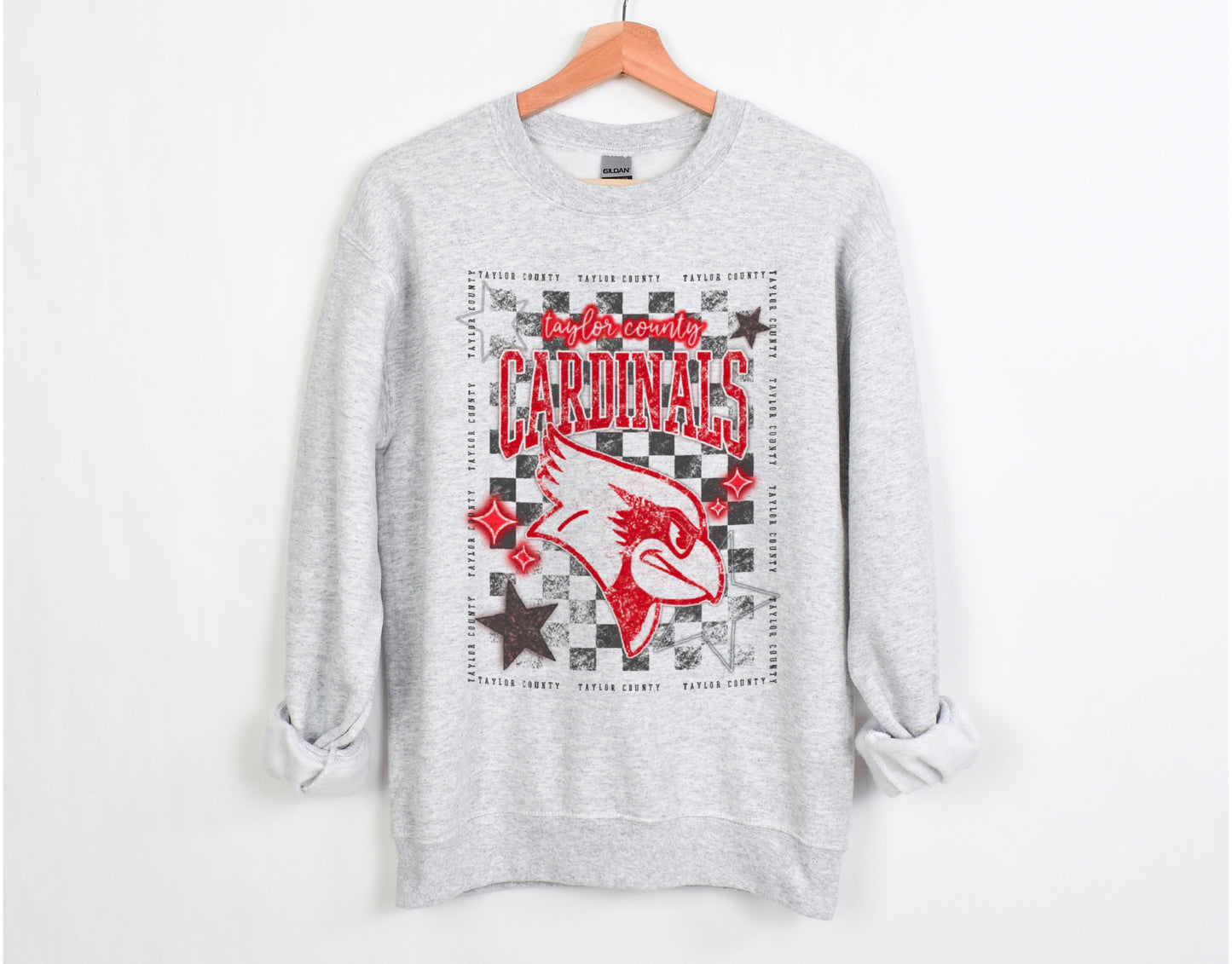 Checkered Stars Taylor County Cardinals Sweatshirt