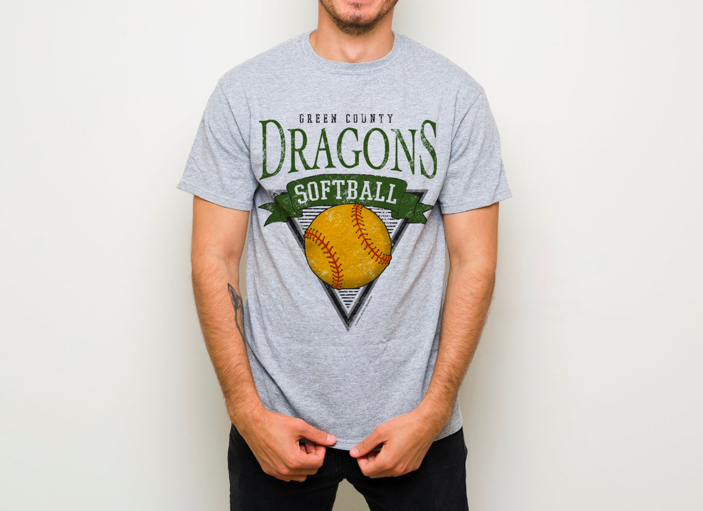 Green County Dragons Softball Vintage Tee - MENS VERSION