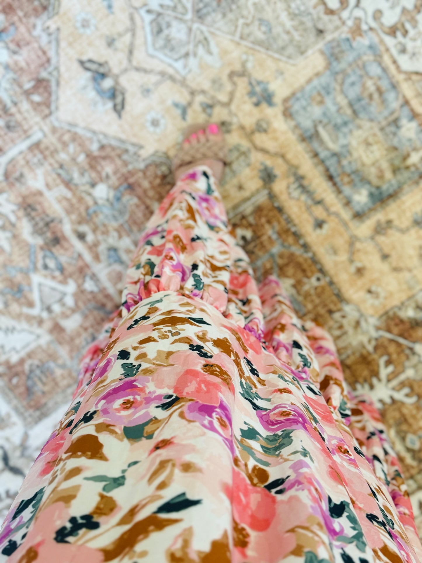 Pink Multicolor Floral Maxi Dress