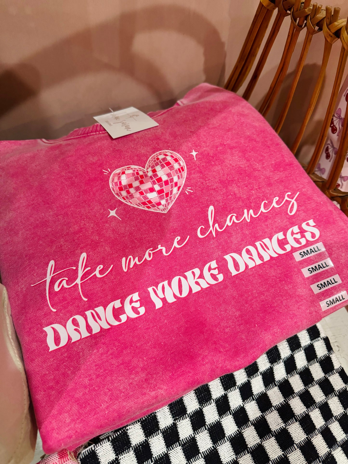 Disco Heart Acid Wash Sweatshirt