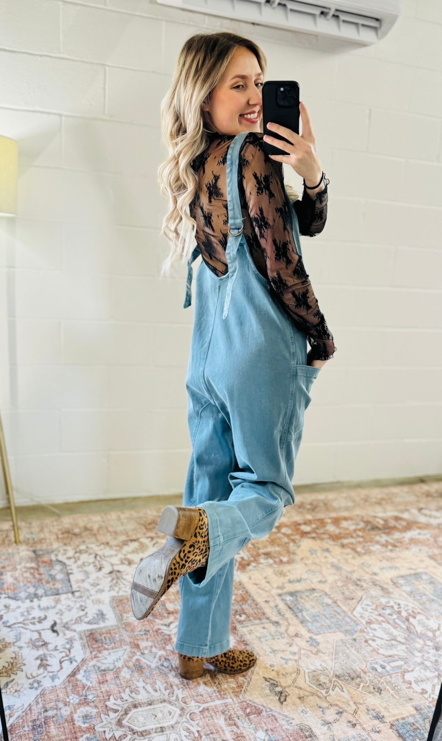 Black Floral Lace Layering Top