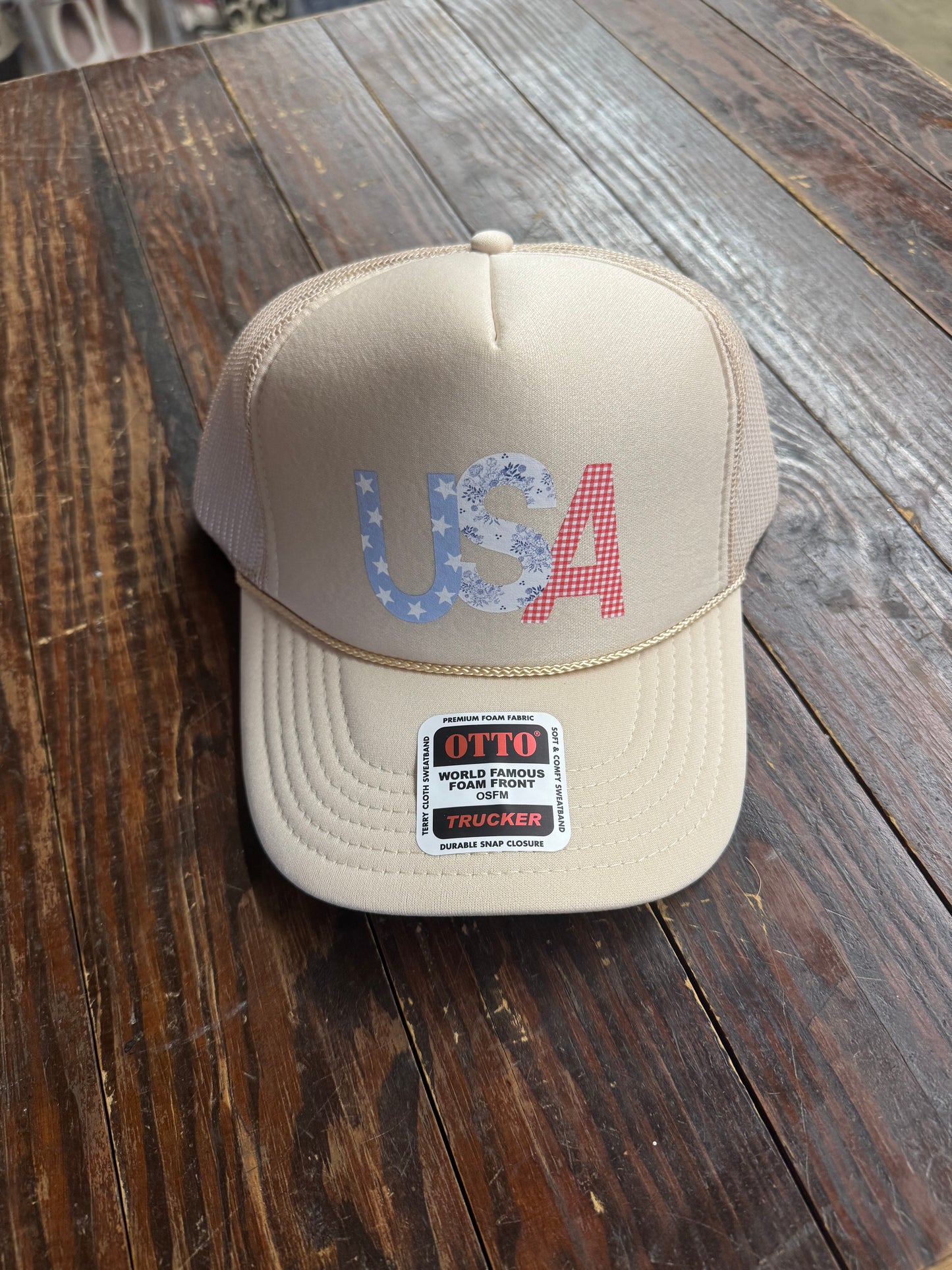 USA Cream Trucker Cap