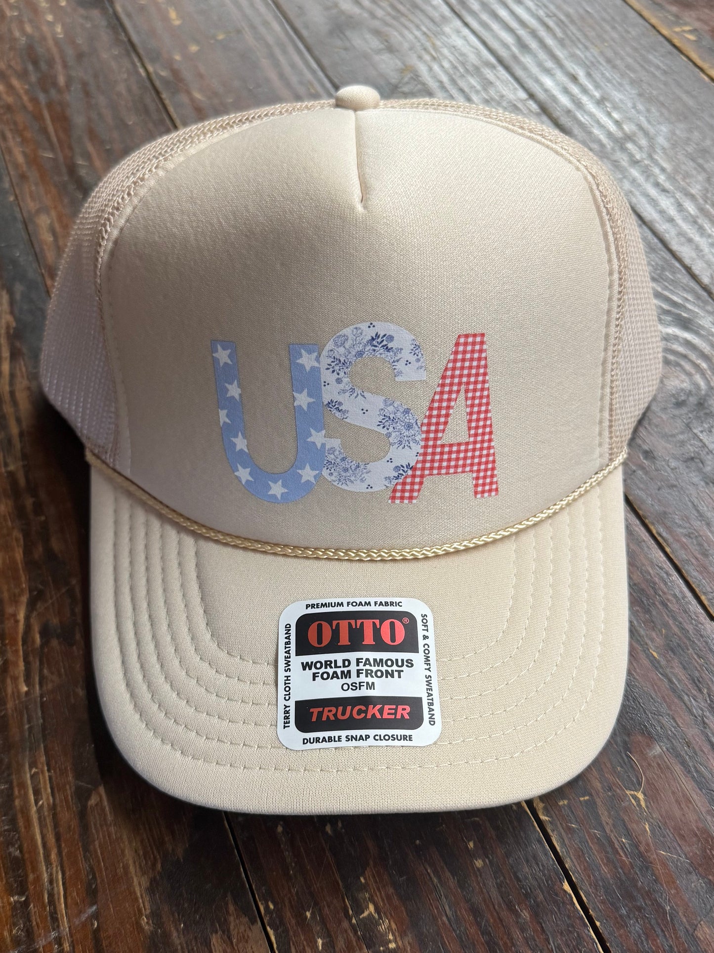 USA Cream Trucker Cap