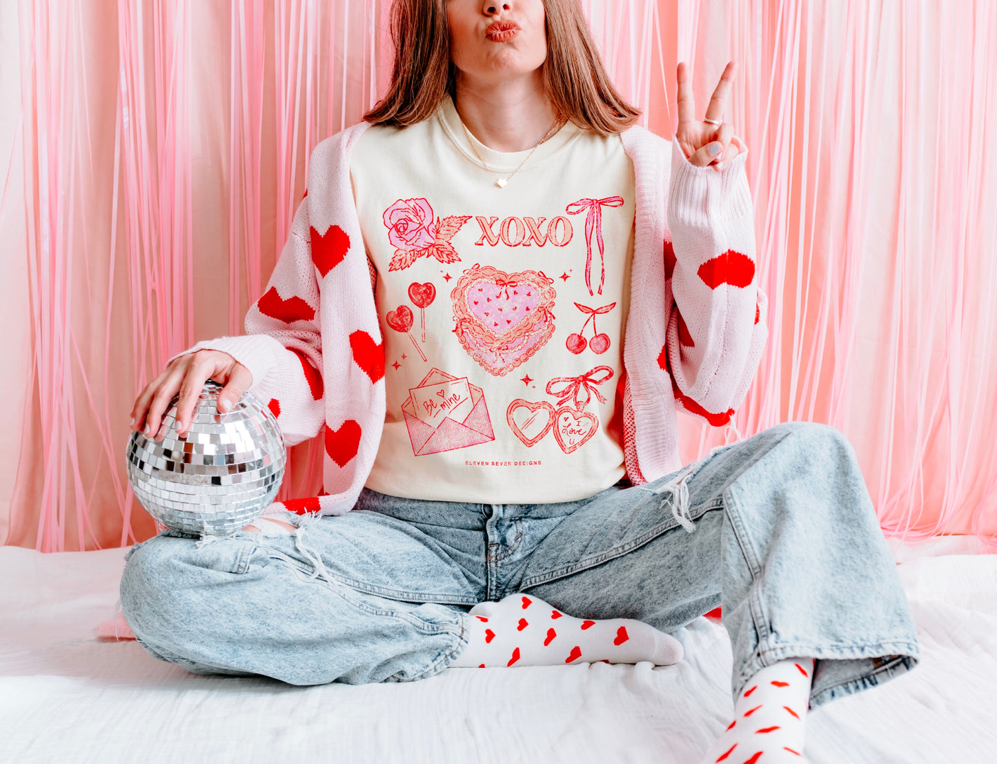 Valentines Pink & Red Icon Tee