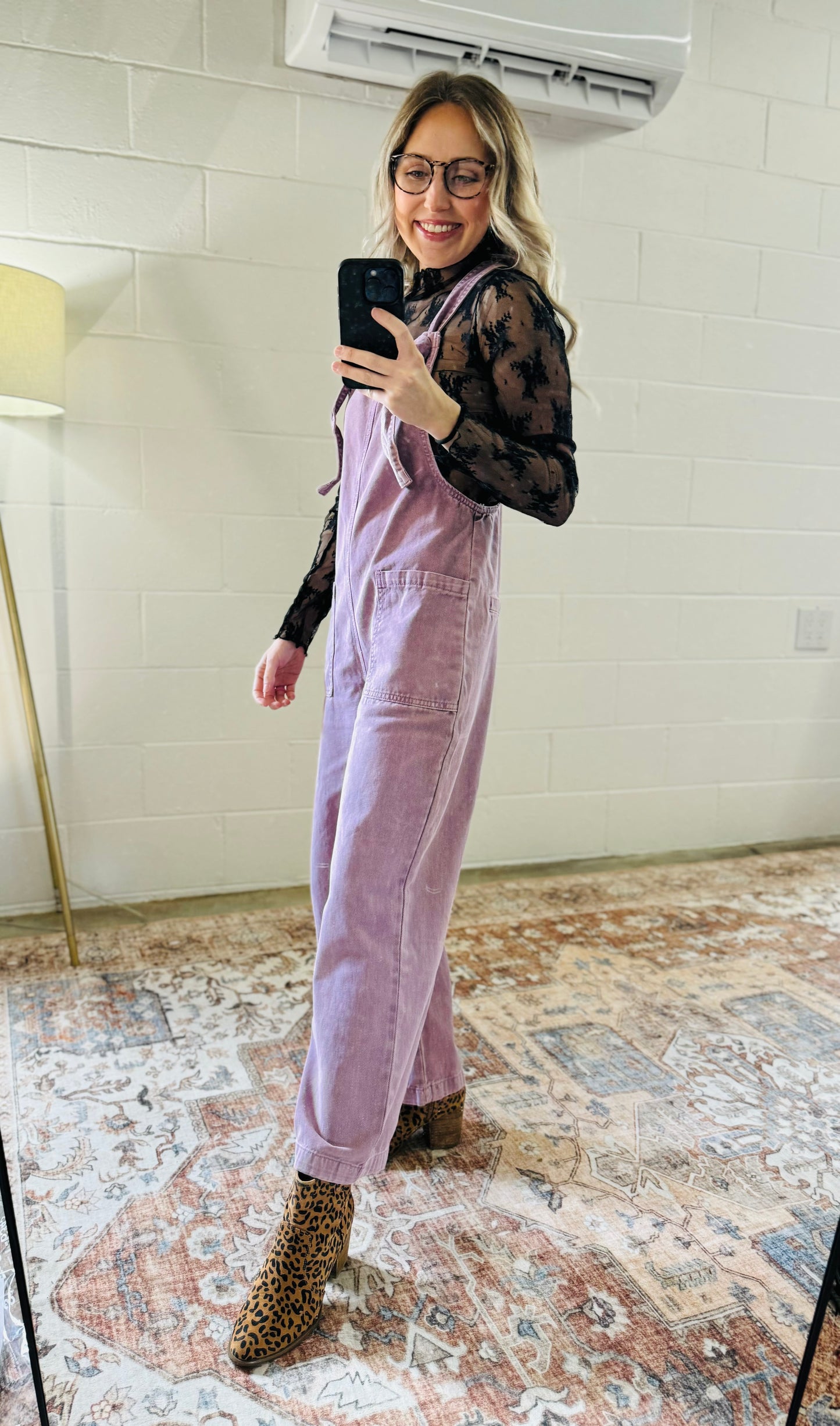Zenana Acid Wash Tie Overalls