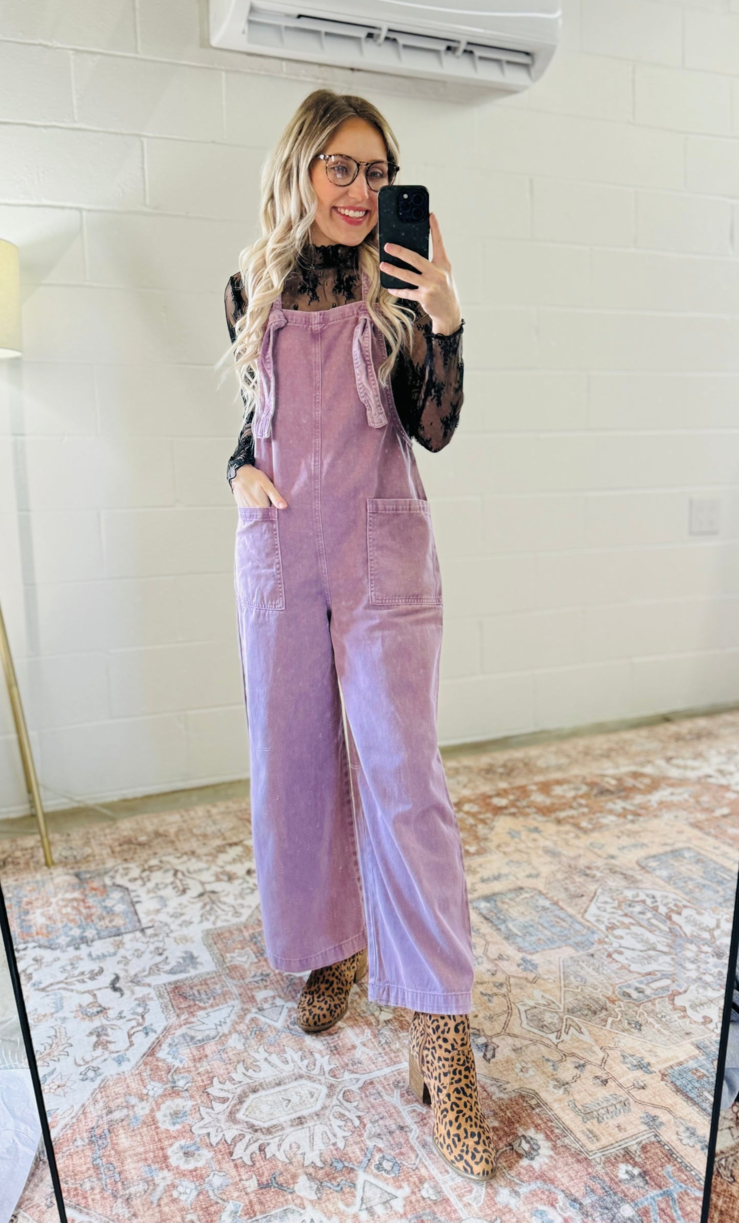 Zenana Acid Wash Tie Overalls