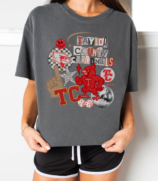 Taylor County Cardinals Retro Collage Tee
