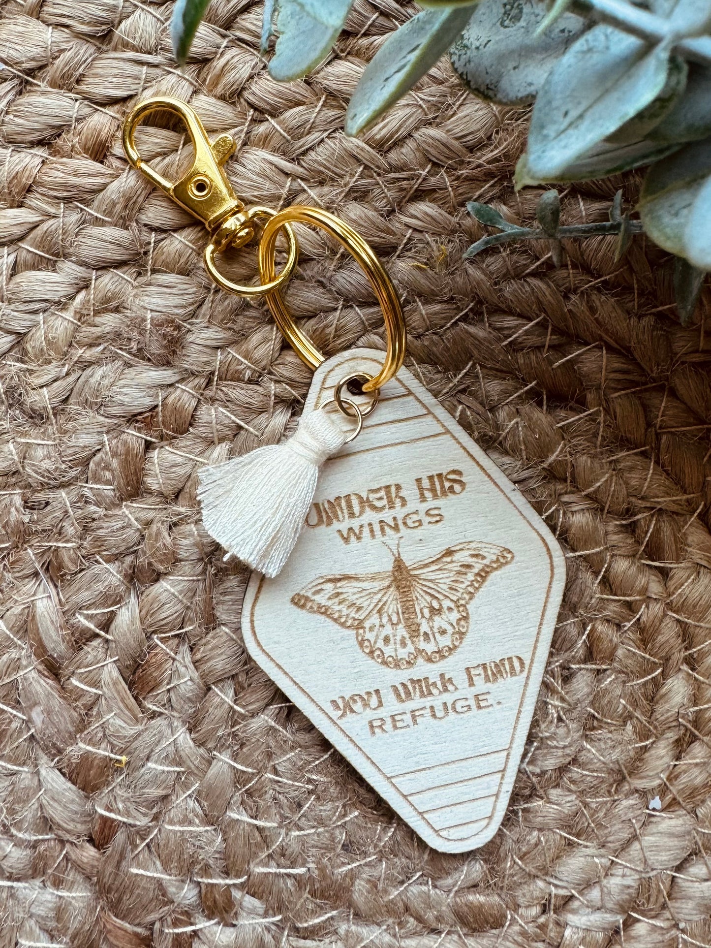 Wooden Tassel Keychain - Refuge Butterfly