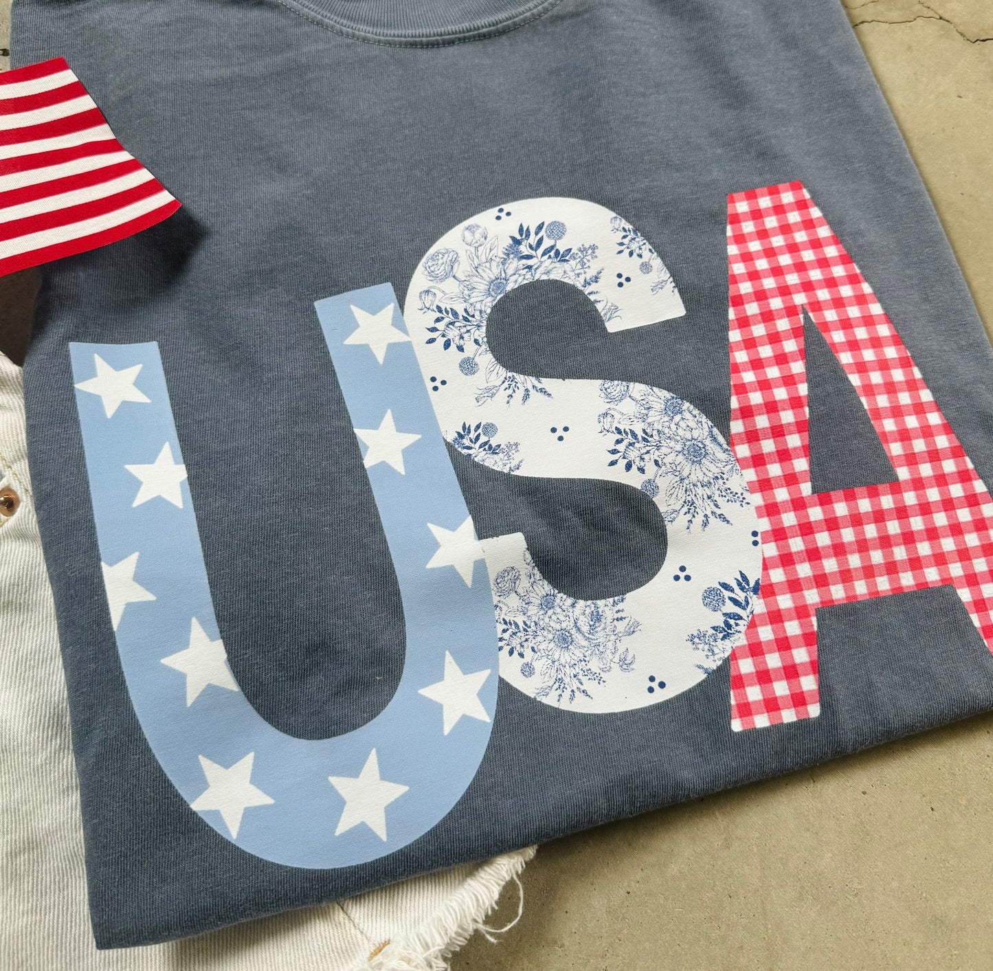 Patterned USA Tee