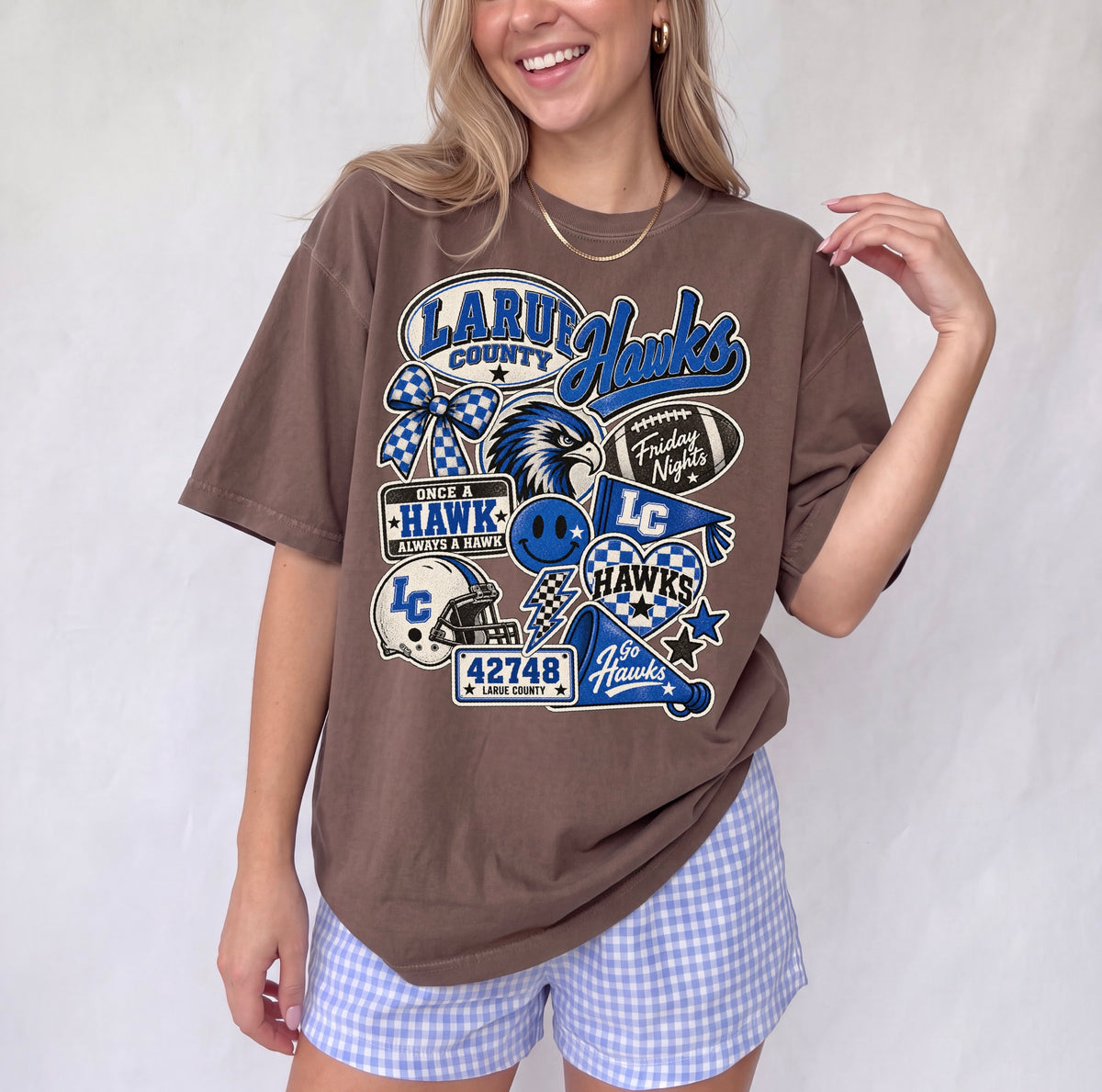 Larue County Hawks Retro Sticker Collection Tee