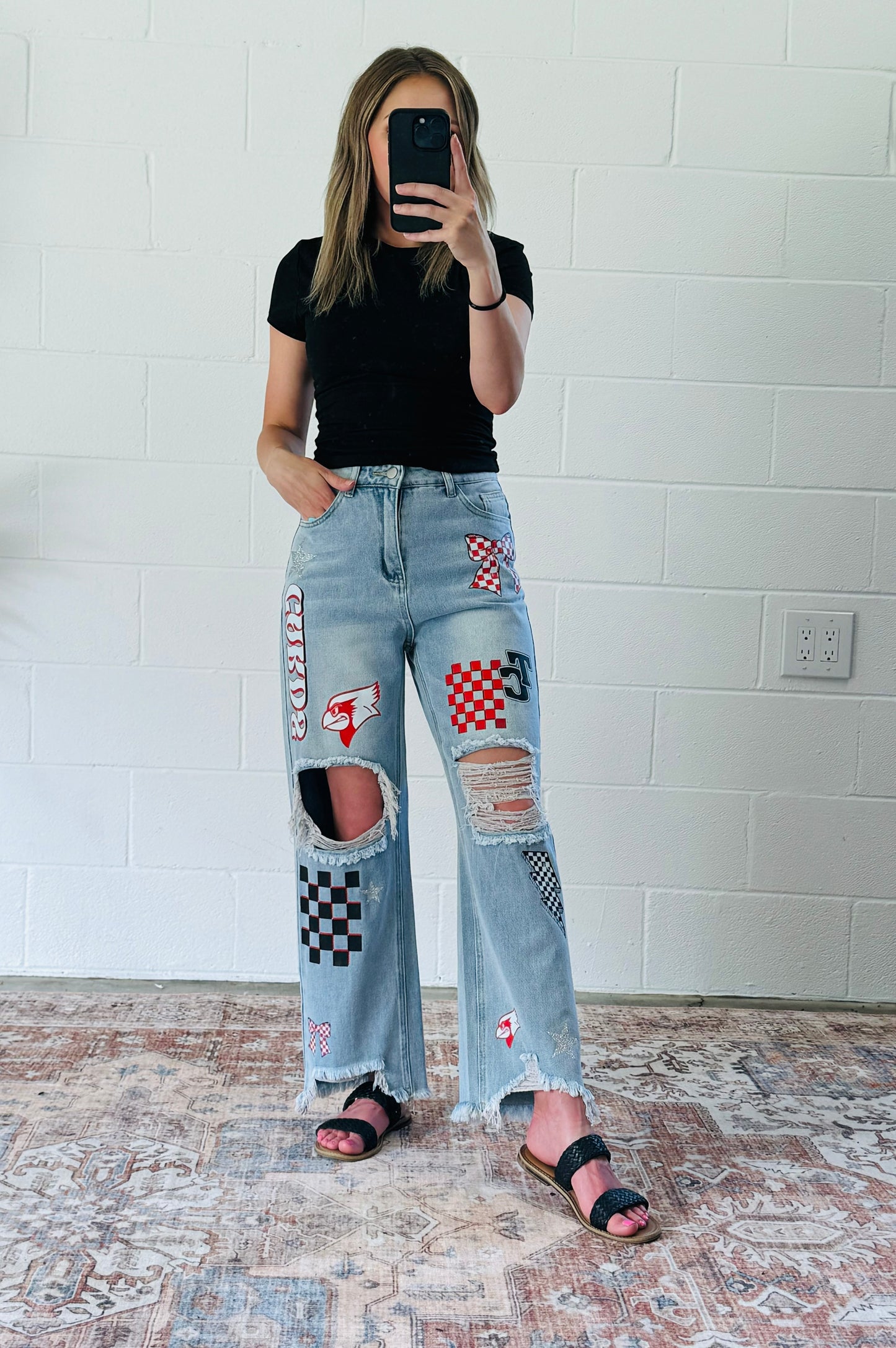 TC Cardinals Patch Jeans