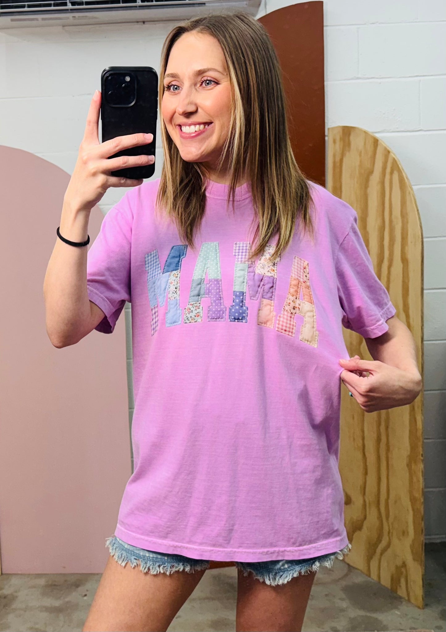 Faux Patchwork Mama Tee