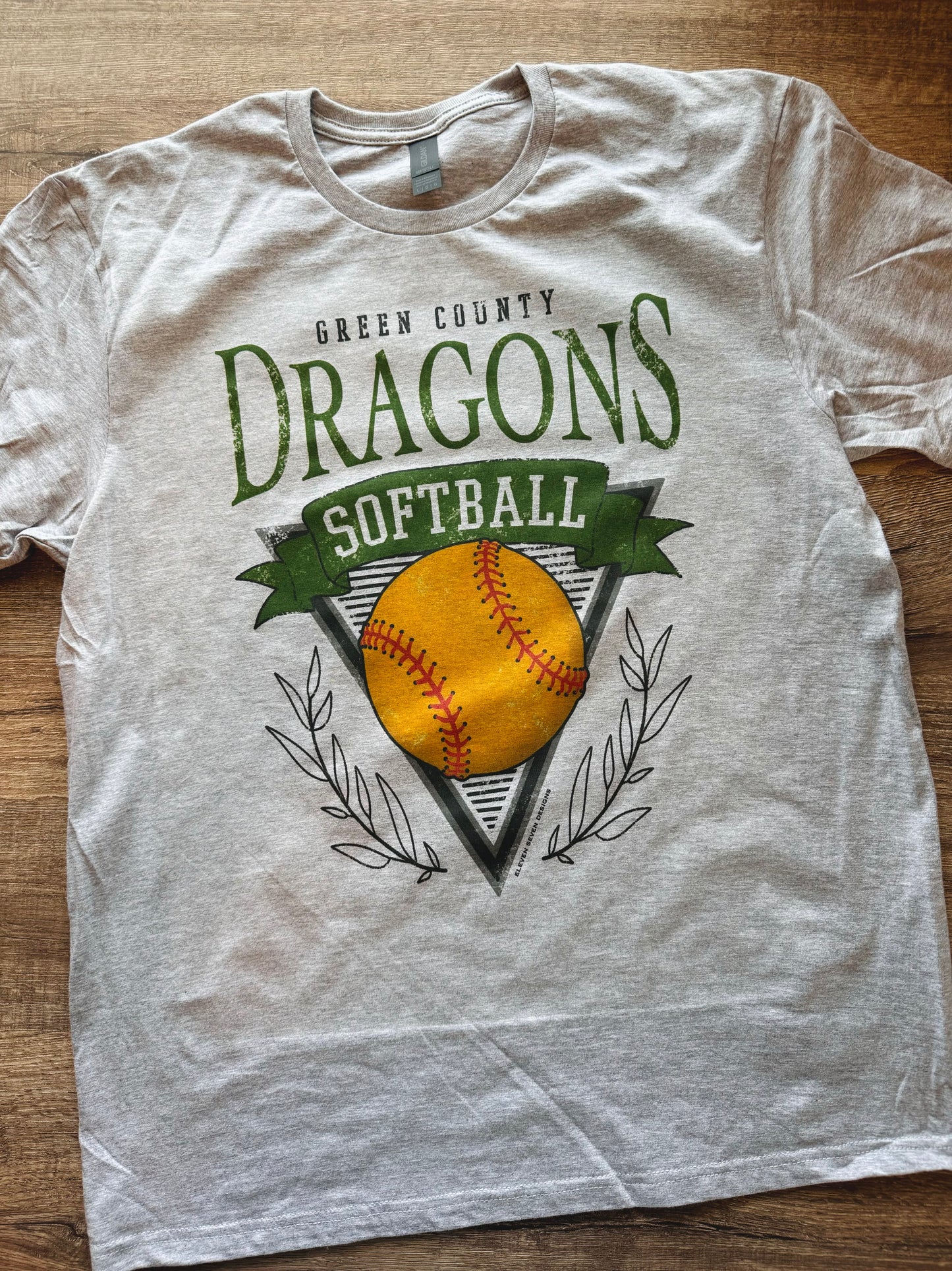 Green County Dragons Softball Vintage Tee