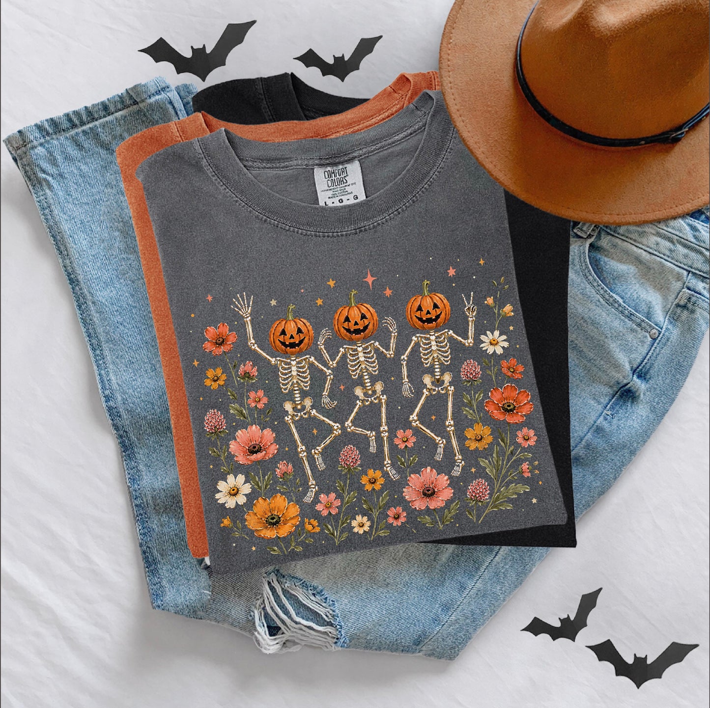 Dancing Pumpkin Skeletons Tee