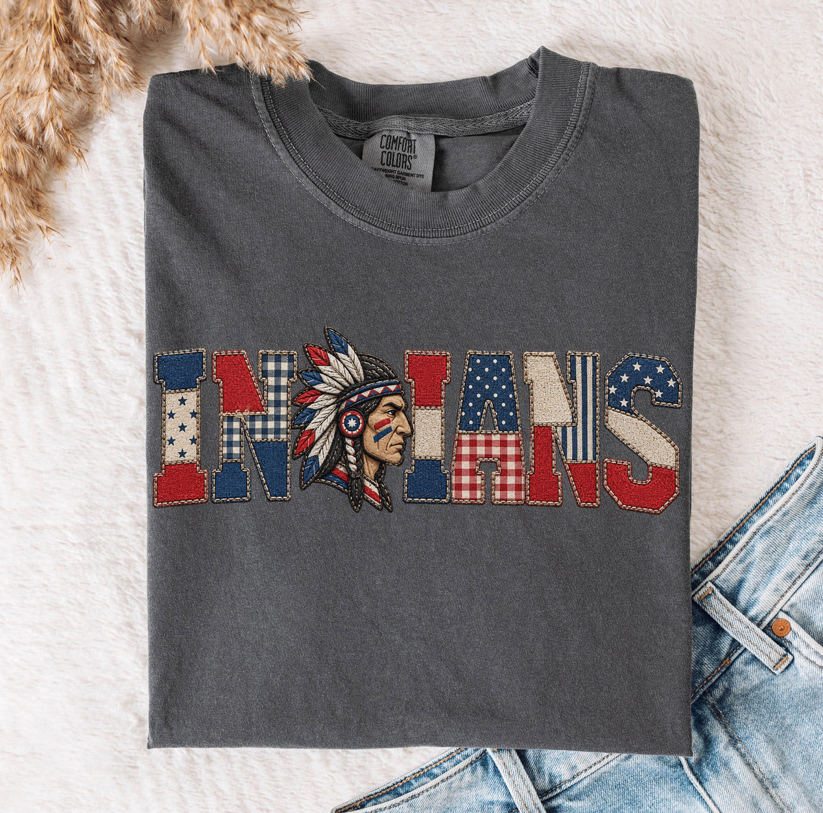 Faux Patchwork Indians Tee
