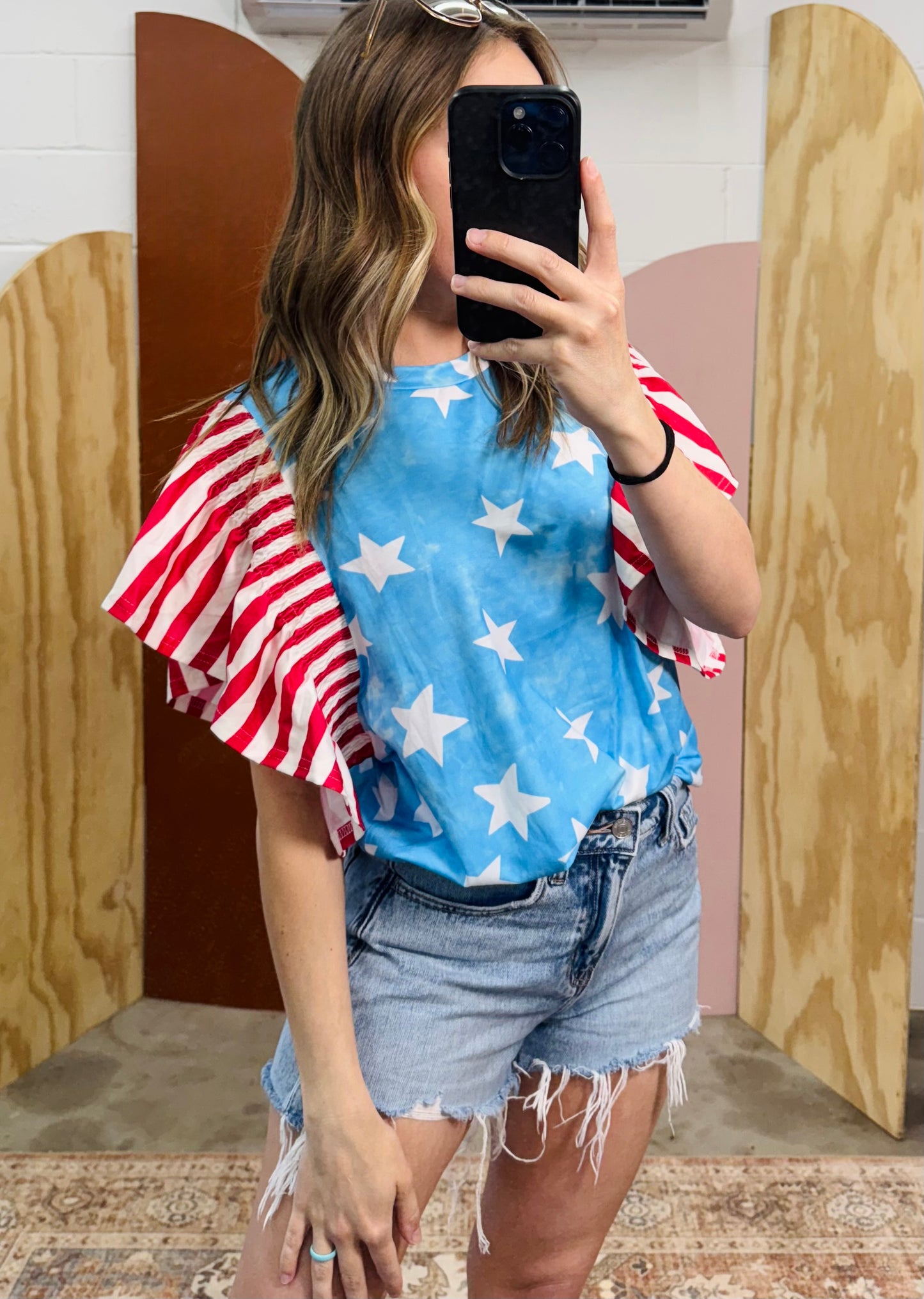 4th of July Ruffle Sleeve Top