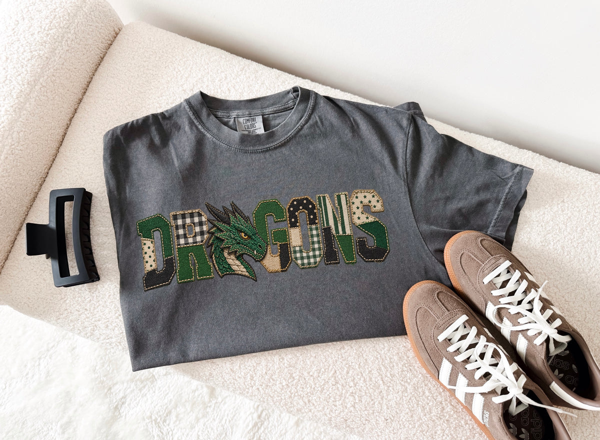 Faux Patchwork Dragons Tee