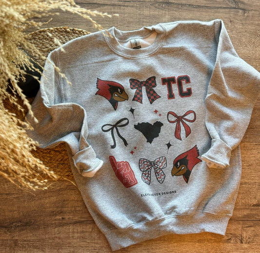 KIDS - Taylor County Cardinals Bow Icon Sweatshirt