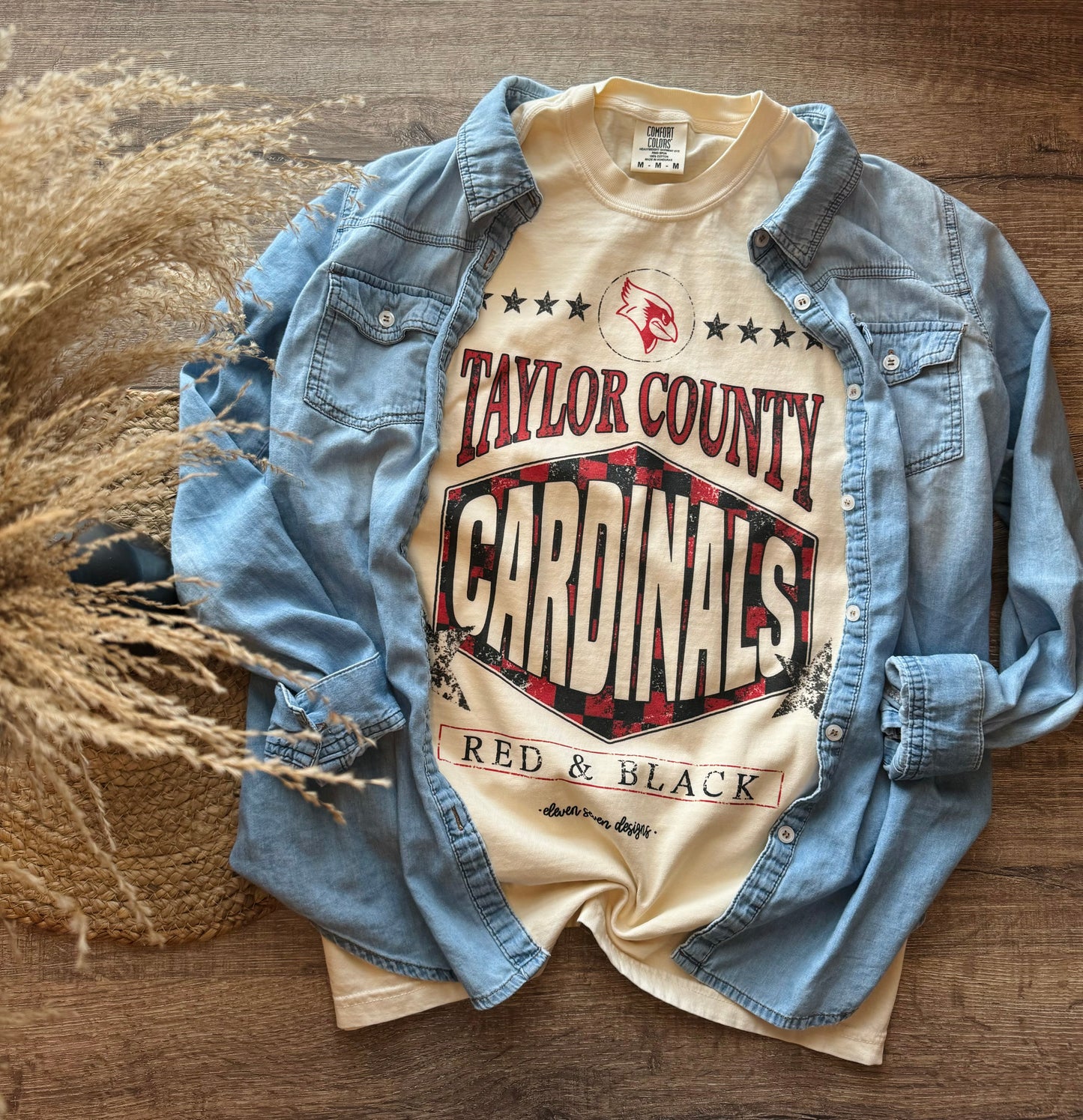 Checkered Taylor County Cardinals Tee