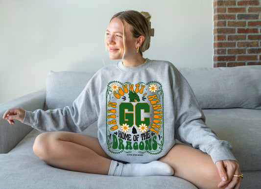 Green County Dragons Floral Design Sweatshirt