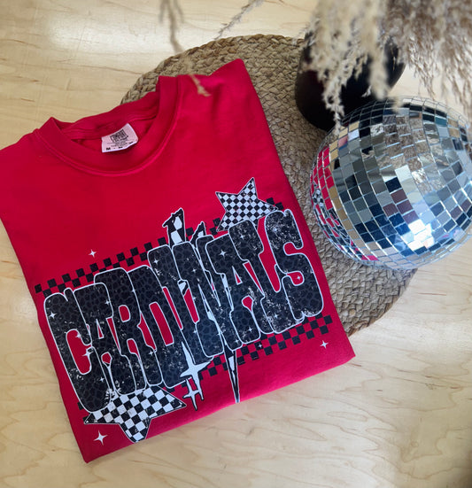 Checked + Cheetah Cardinals Tee