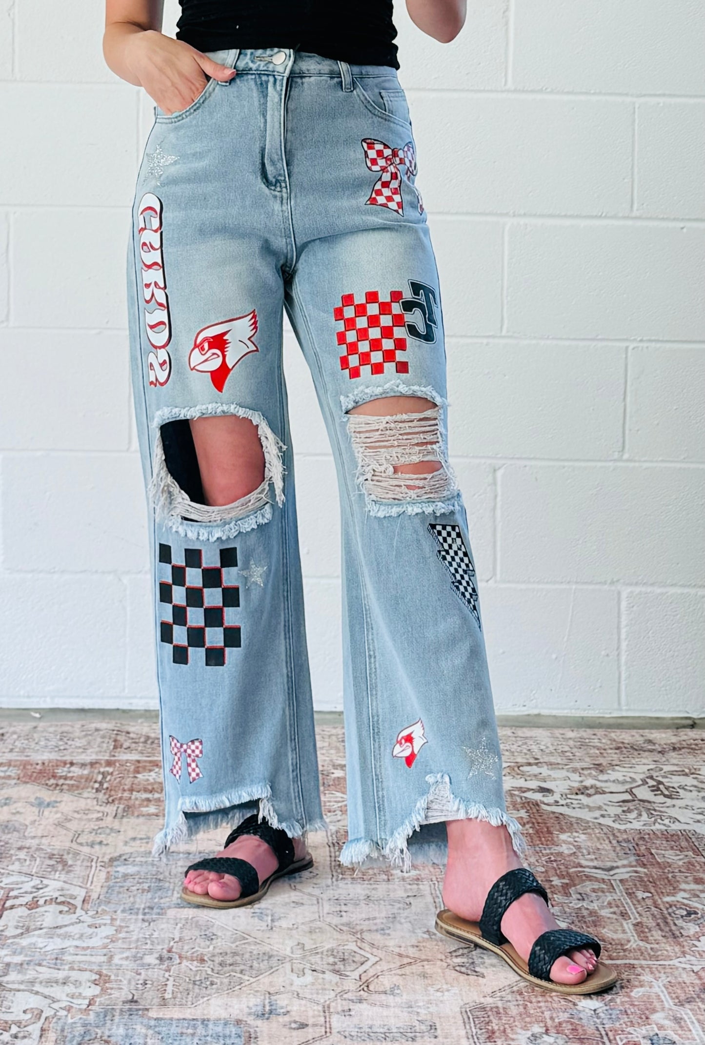 TC Cardinals Patch Jeans