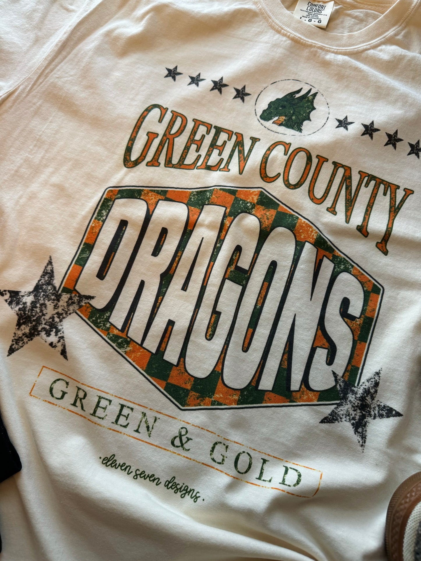 Checkered Green County Dragons Tee