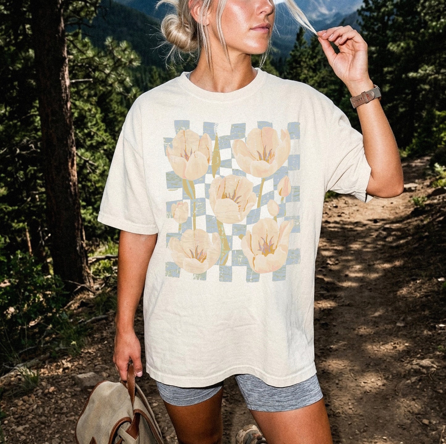 Checkered Flower Tee