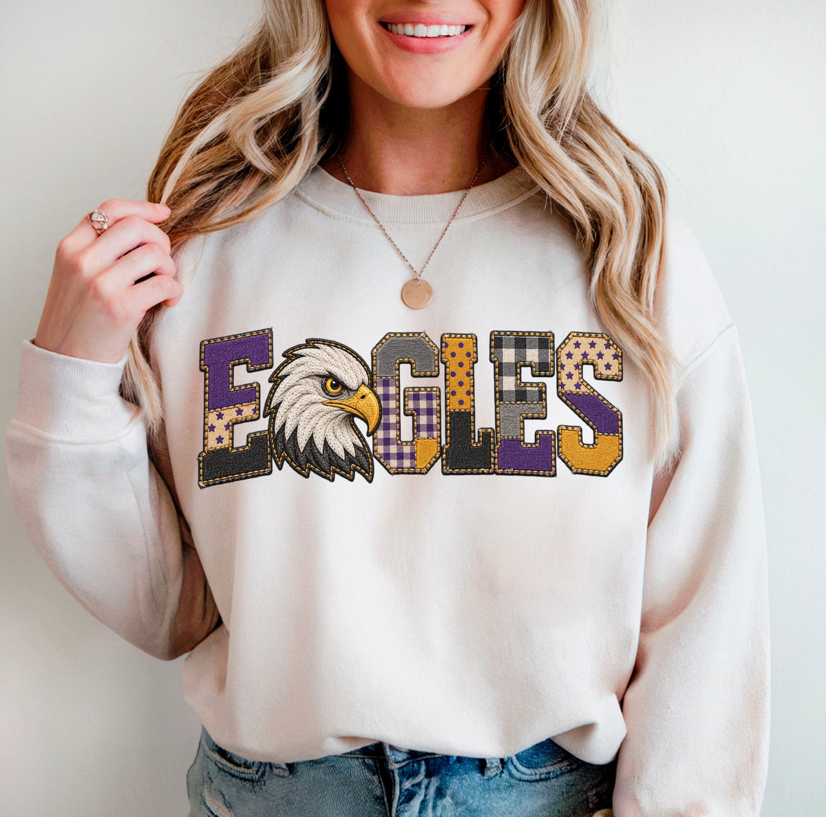 Faux Patchwork Eagles Sweatshirt