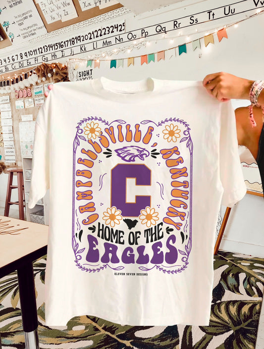 Campbellsville Home of the Eagles Floral Tee