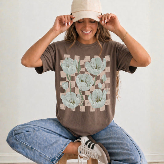 Checkered Flower Tee