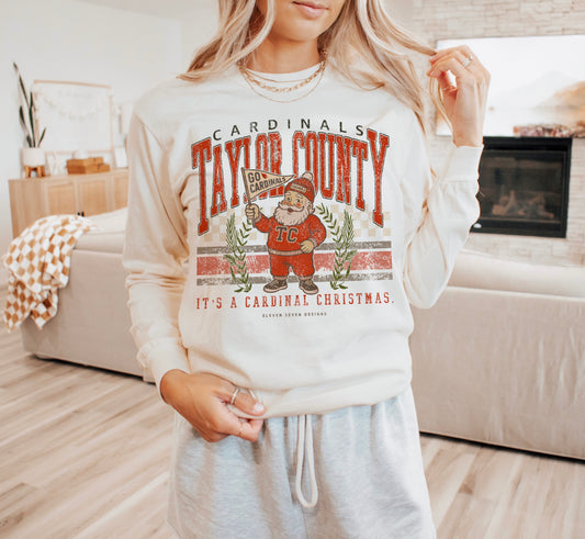 Taylor County Cardinals Santa Long Sleeve Tee
