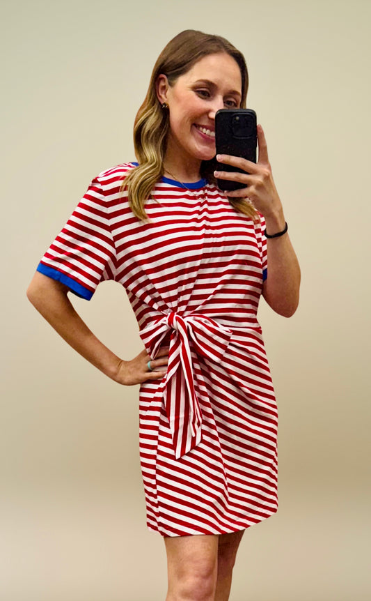 Striped Side Tie Dress