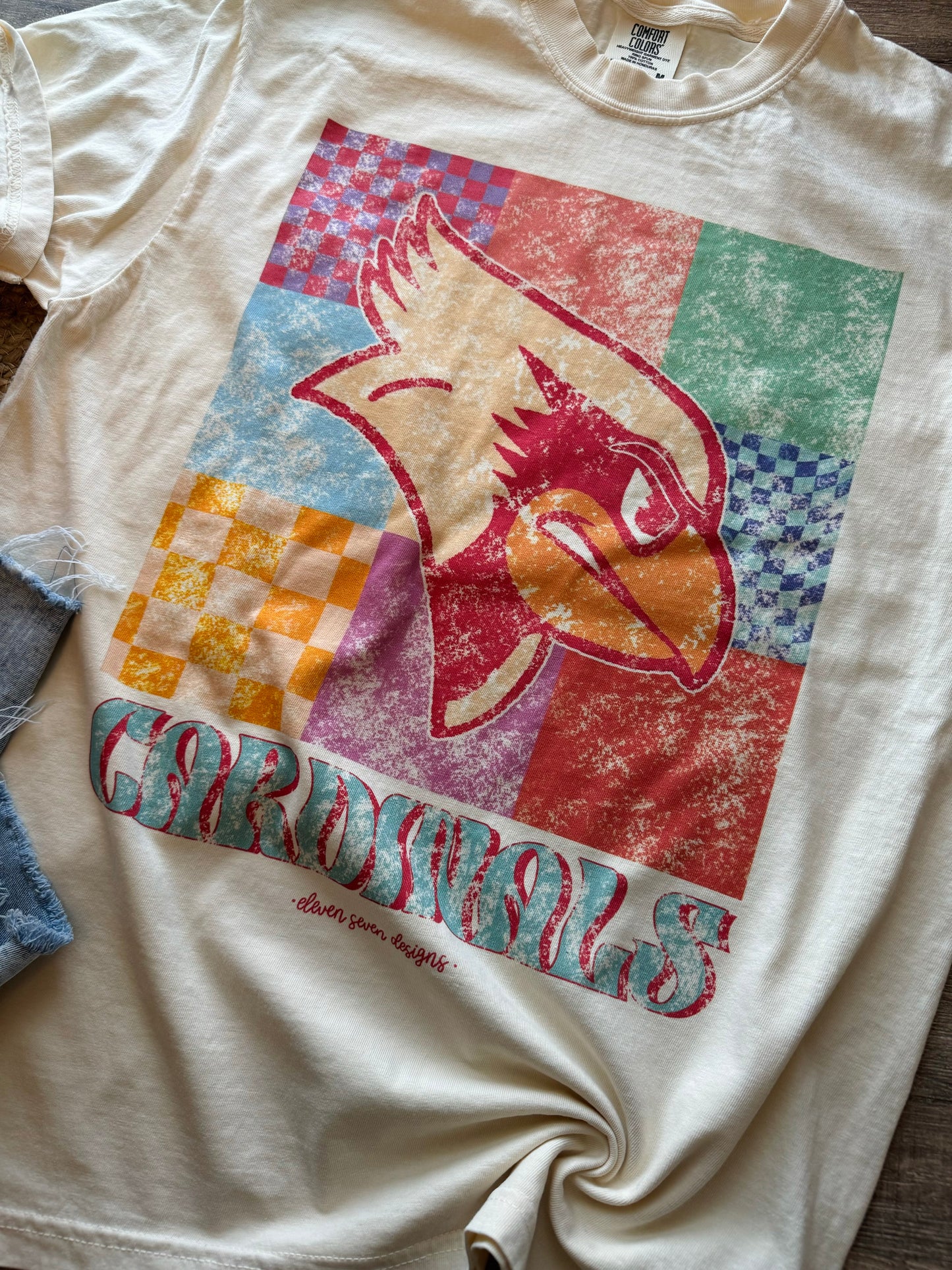 Colorful Squares Cardinals Tee