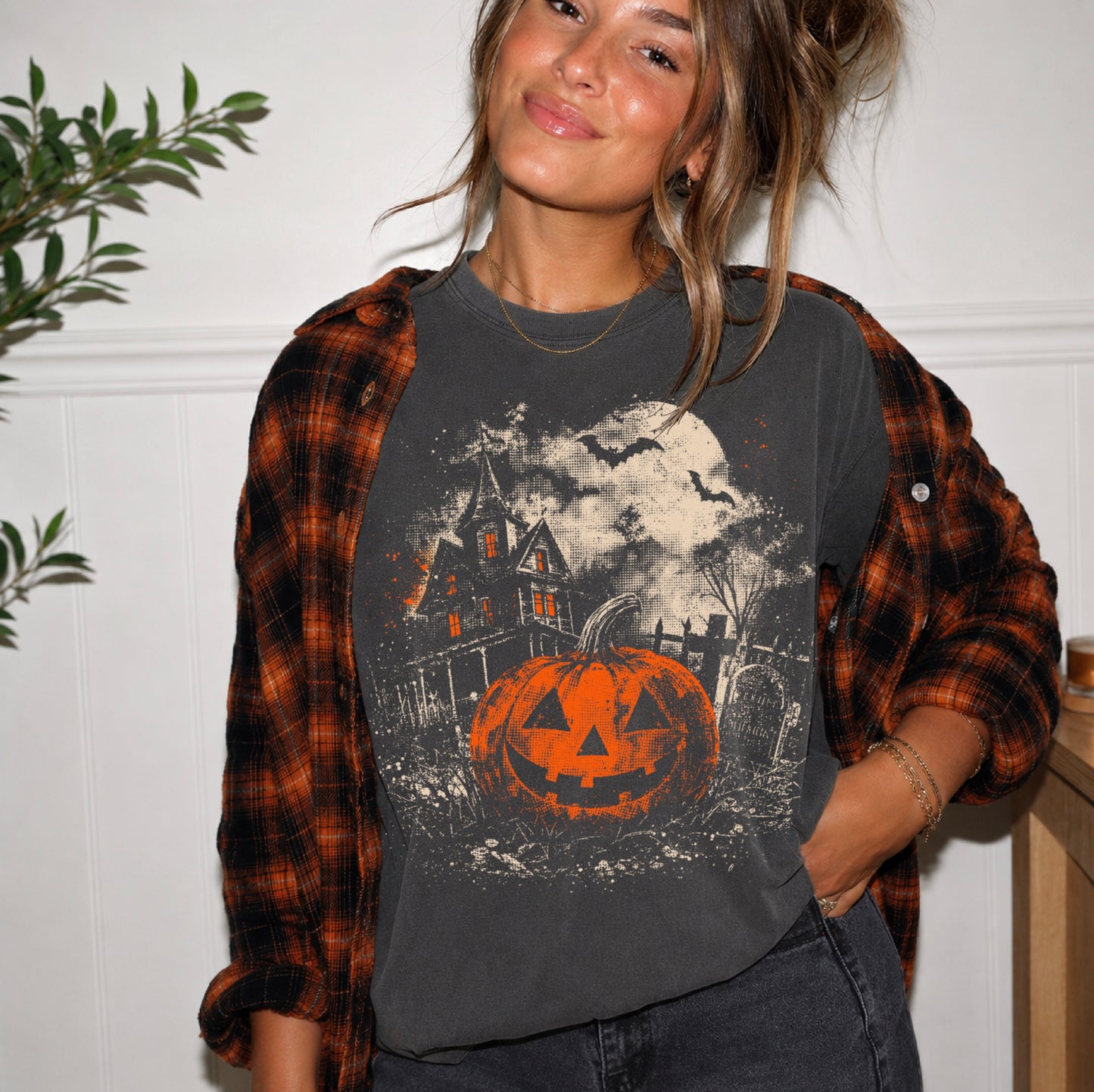 Halftone Haunted House Tee