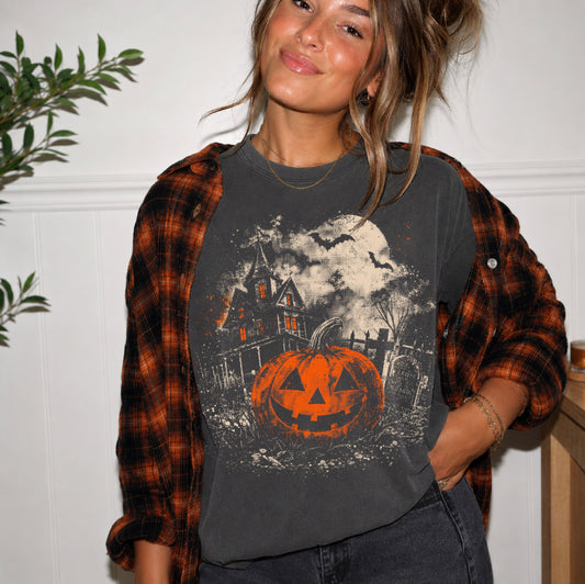 Halftone Haunted House Tee