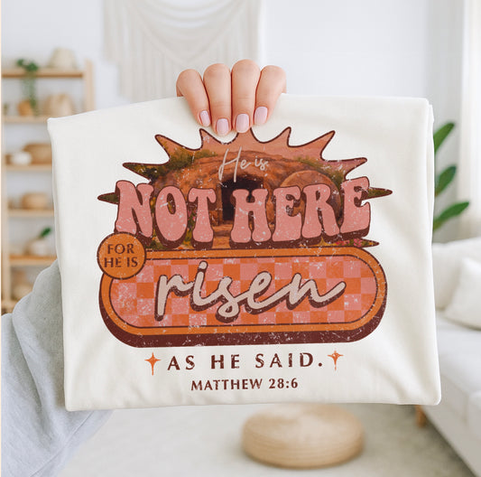 He is Not Here Empty Tomb Retro Style Tee