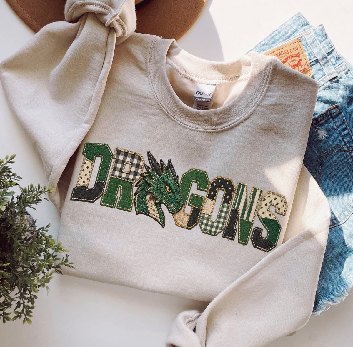 Faux Patchwork Dragons Sweatshirt