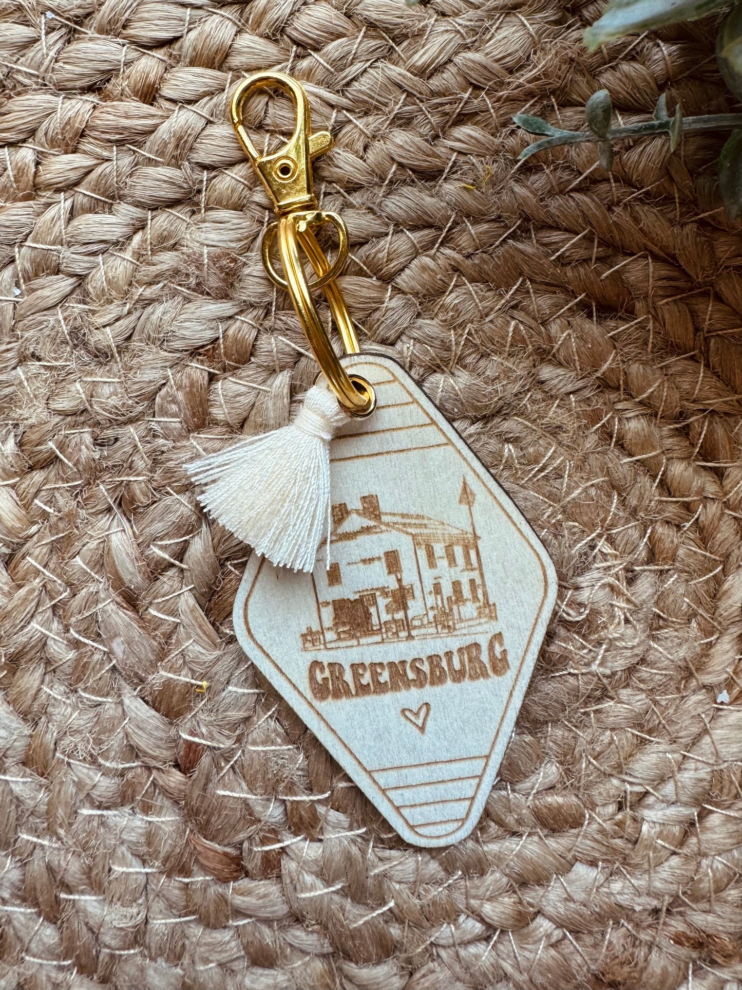 Wooden Tassel Keychain - Greensburg Courthouse