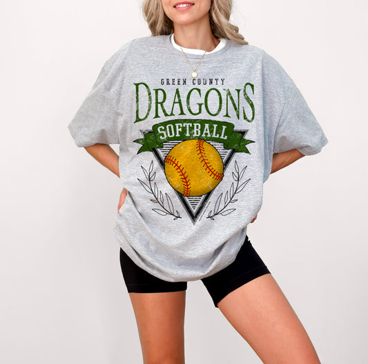 Green County Dragons Softball Vintage Tee