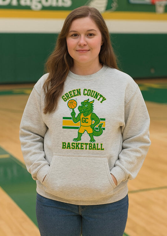Vintage Green County Basketball Pocket Pullover Sweatshirt