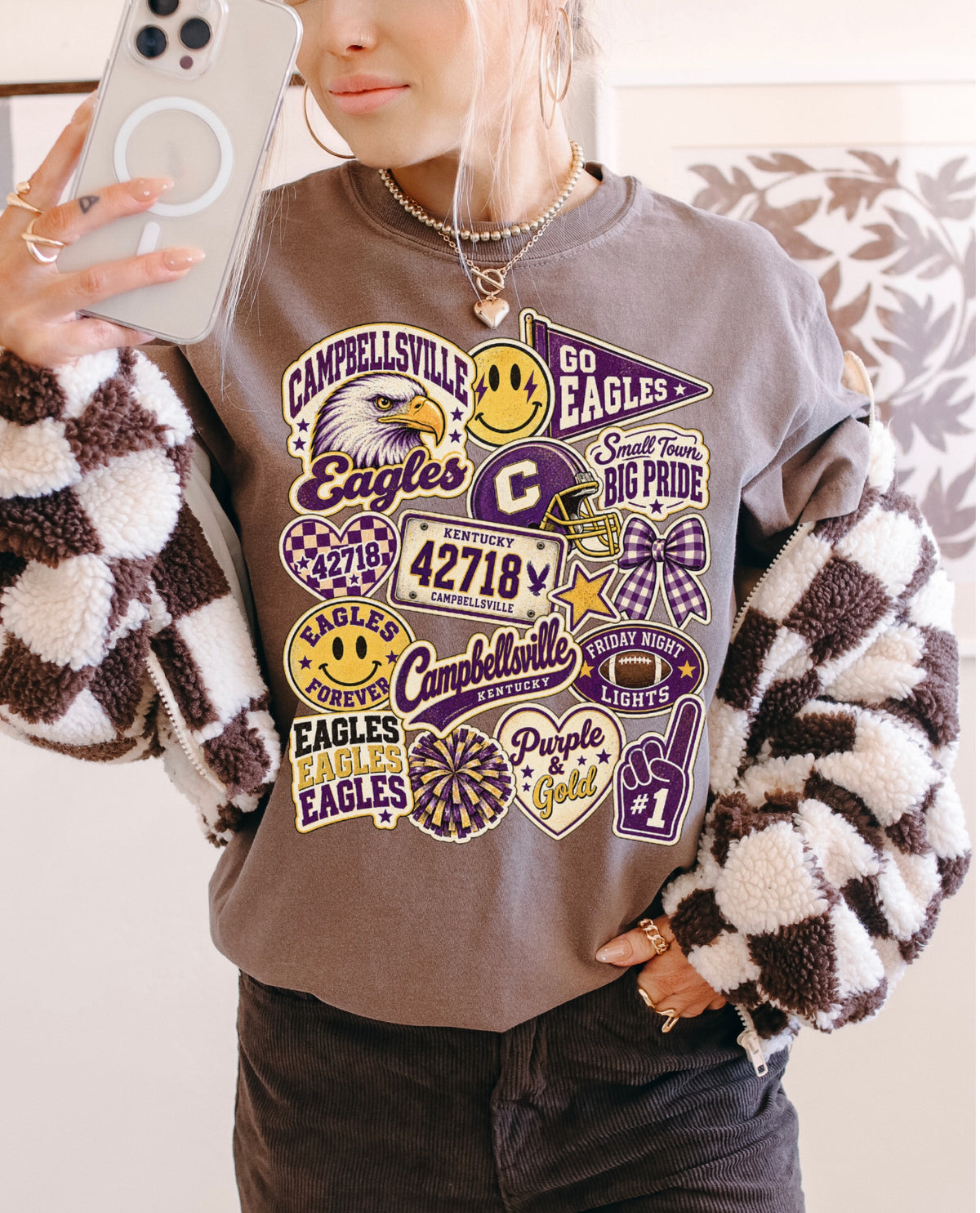 Campbellsville Eagles Retro Sticker Collection Tee